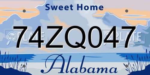 74ZQ047 Alabama License Plate