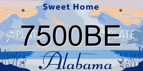 7500BE Alabama License Plate