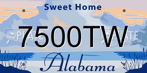 7500TW Alabama License Plate