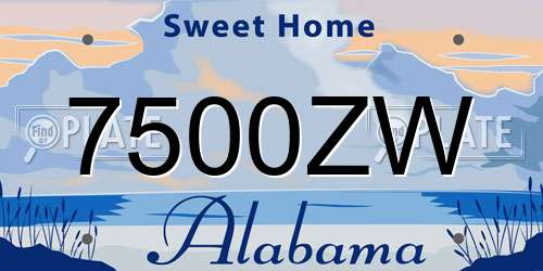 7500ZW Alabama License Plate