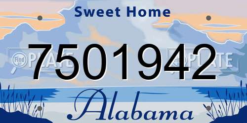 7501942 Alabama License Plate
