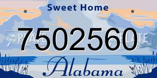 7502560 Alabama License Plate