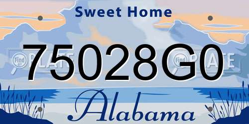 75028G0 Alabama License Plate