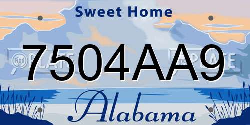 7504AA9 Alabama License Plate