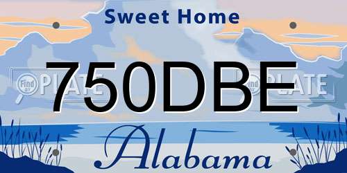 750DBE Alabama License Plate