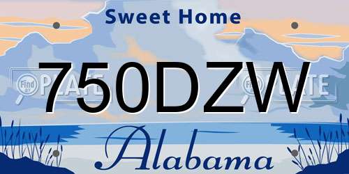 750DZW Alabama License Plate