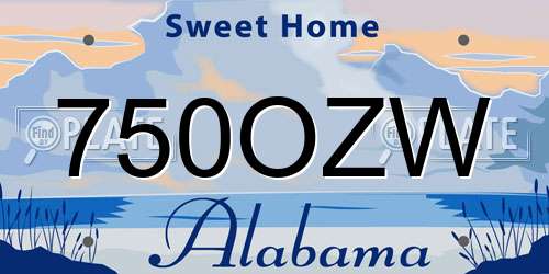 750OZW Alabama License Plate