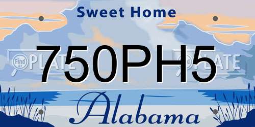 750PH5 Alabama License Plate