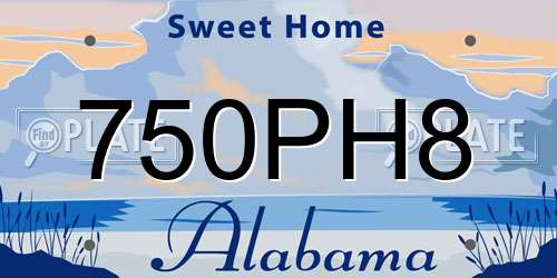 750PH8 Alabama License Plate