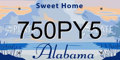 750PY5 Alabama License Plate