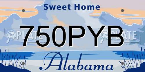 750PYB Alabama License Plate