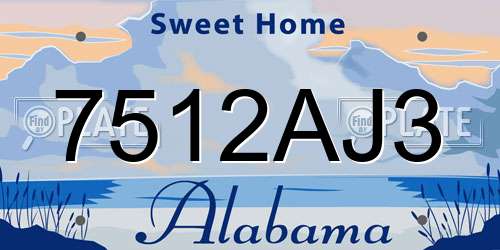 7512AJ3 Alabama License Plate