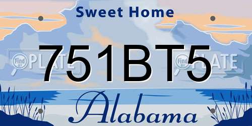 751BT5 Alabama License Plate