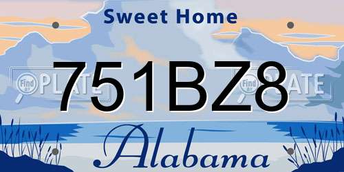 751BZ8 Alabama License Plate
