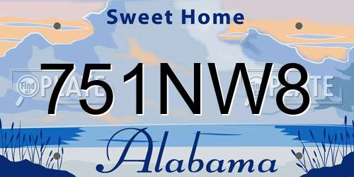 751NW8 Alabama License Plate