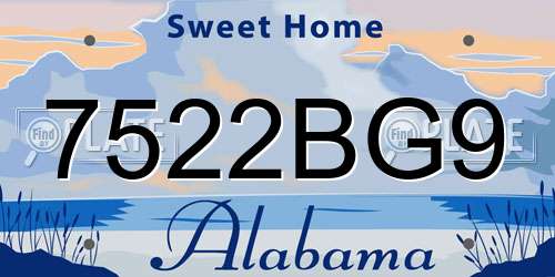 7522BG9 Alabama License Plate
