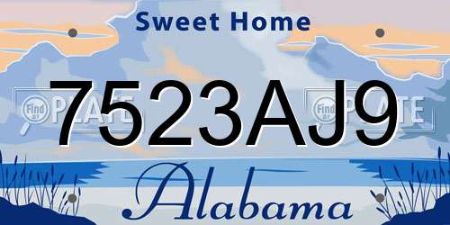7523AJ9 Alabama License Plate