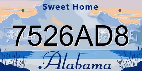 7526AD8 Alabama License Plate