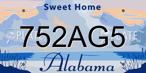 752AG5 Alabama License Plate