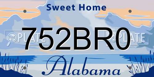 752BR0 Alabama License Plate