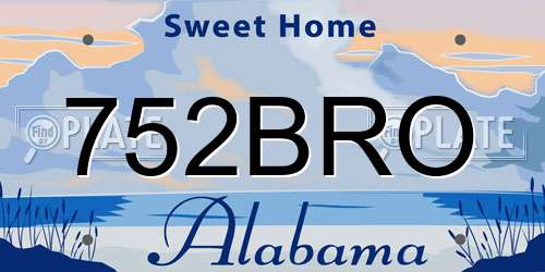 752BRO Alabama License Plate