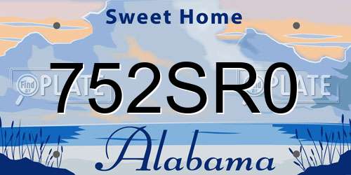 752SR0 Alabama License Plate