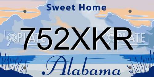 752XKR Alabama License Plate