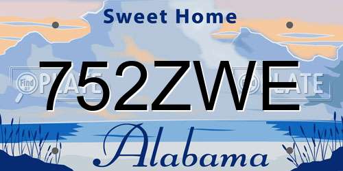 752ZWE Alabama License Plate