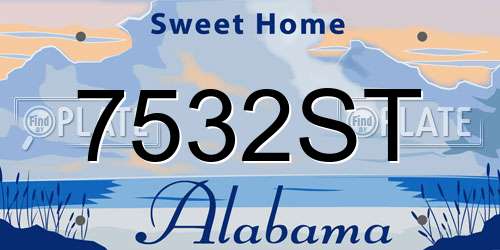 7532ST Alabama License Plate