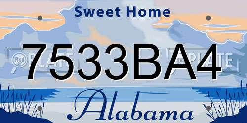 7533BA4 Alabama License Plate