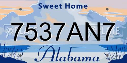 7537AN7 Alabama License Plate