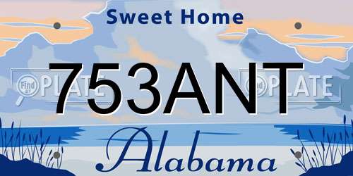 753ANT Alabama License Plate