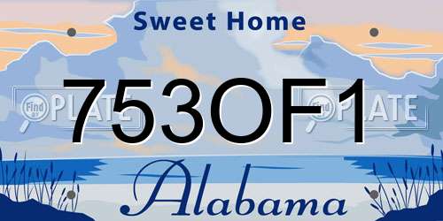 753OF1 Alabama License Plate