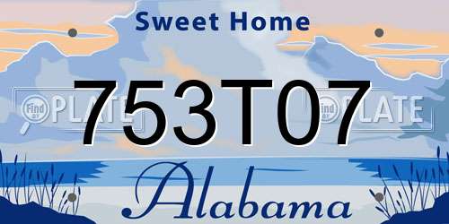753T07 Alabama License Plate