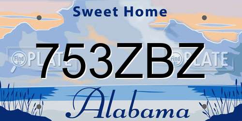 753ZBZ Alabama License Plate