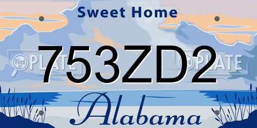 753ZD2 Alabama License Plate