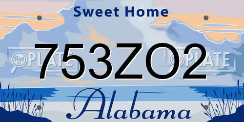 753ZO2 Alabama License Plate
