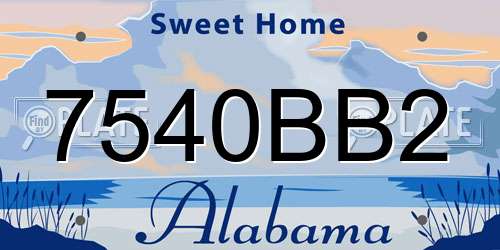 7540BB2 Alabama License Plate