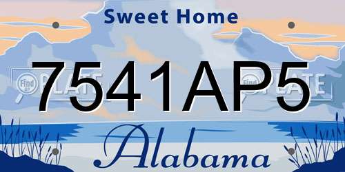 7541AP5 Alabama License Plate
