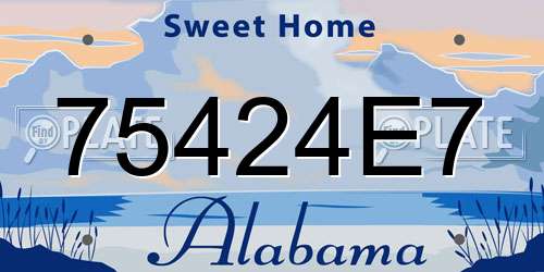 75424E7 Alabama License Plate