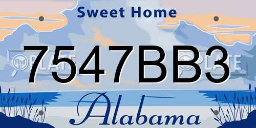 7547BB3 Alabama License Plate