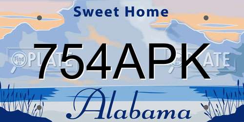 754APK Alabama License Plate
