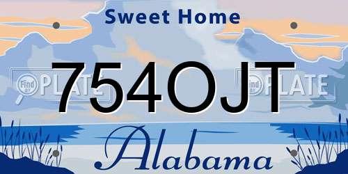 754OJT Alabama License Plate