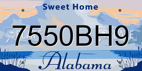 7550BH9 Alabama License Plate