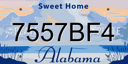 7557BF4 Alabama License Plate
