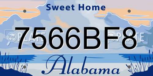 7566BF8 Alabama License Plate