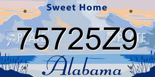 75725Z9 Alabama License Plate