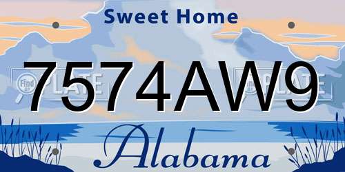 7574AW9 Alabama License Plate