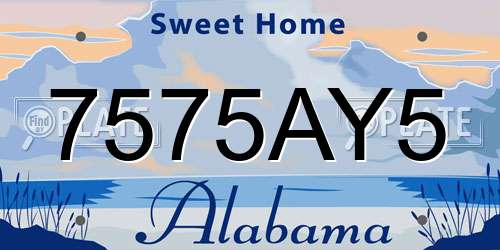 7575AY5 Alabama License Plate