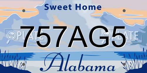 757AG5 Alabama License Plate